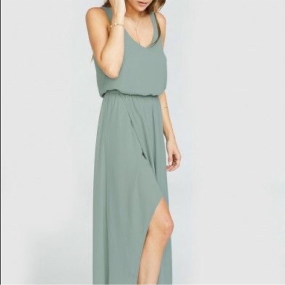 Show me Your MuMu Kendall maxi dress in Silver Crisp Sage - Picture 1 of 11